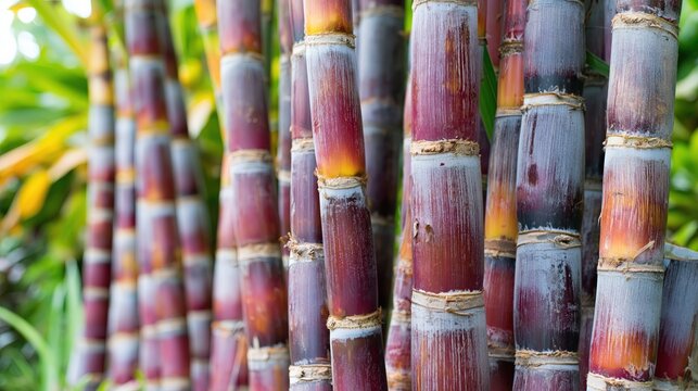 Sugar Cane is Growing in a Garden With Tall Stalks and Green Leaves