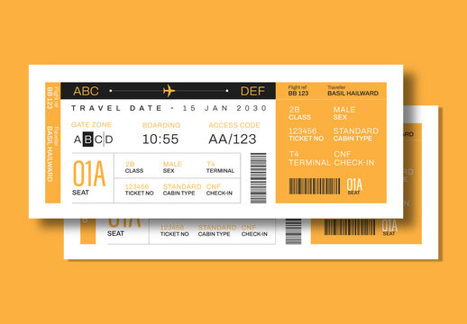 Modern Boarding Pass Template Flight Ticket Design Airline Travel Ticket Layout