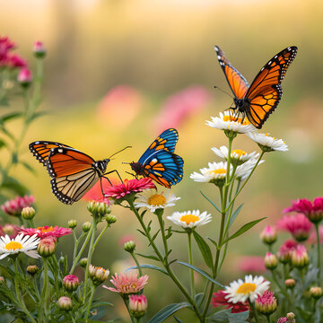 beautiful butterf;ies on the flowers