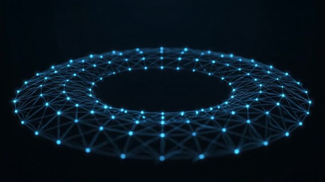 Futuristic Ring-Shaped Network of Glowing Nodes Representing Data Connections
