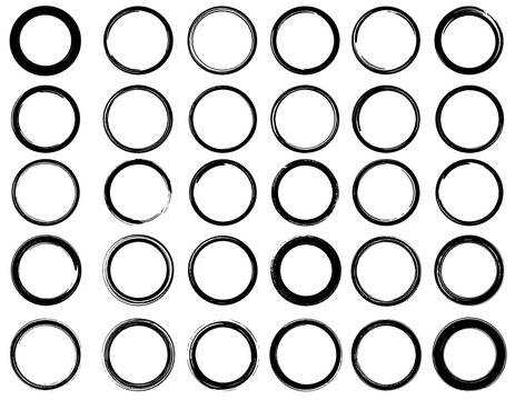 A set of forty circular outlines, each with a brush stroke appearance, arranged in a grid pattern against a white background
