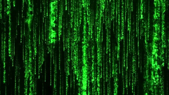 Digital rain of green code on a black background reminiscent of the Matrix symbolizing data flow and cybersecurity.