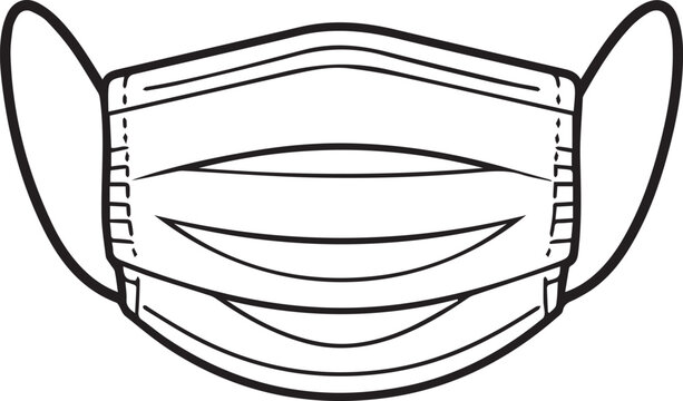 Black outlined icon of face mask