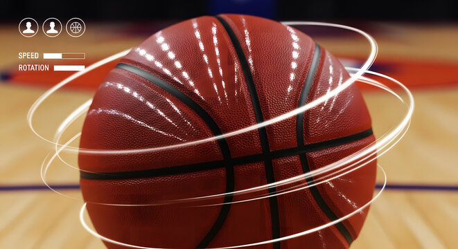 Basketball with Digital HUD Motion Graphics and Performance Tracking Analytics