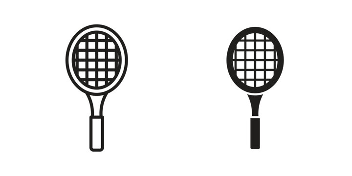 Racquet icon linear vector outline, symbol logo design style