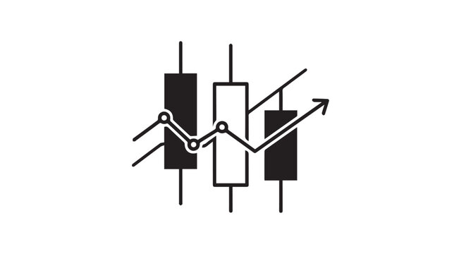 Stock Market Candlestick Chart with Upward Arrow for Trading Analysis