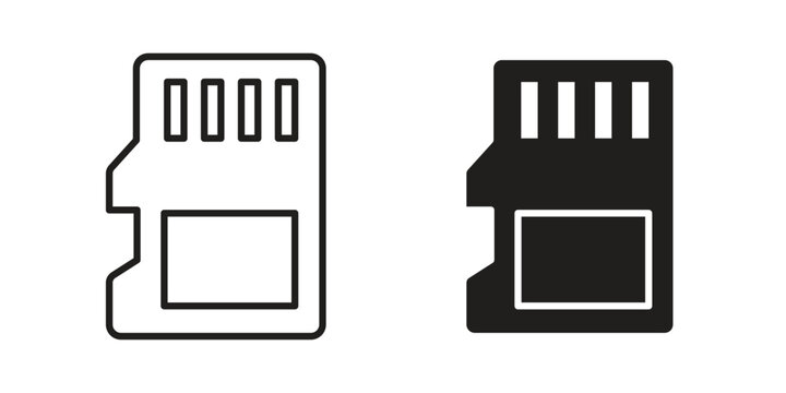 Sd card icon linear vector outline, symbol logo design style
