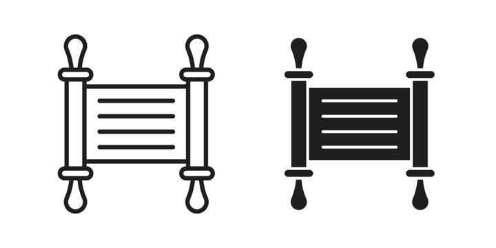 Scroll Torah icon linear vector outline, symbol logo design style