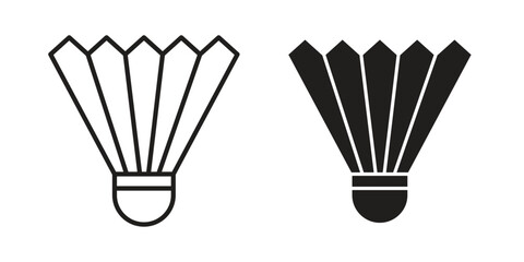 Fototapeta premium Shuttlecock icon linear vector outline, symbol logo design style