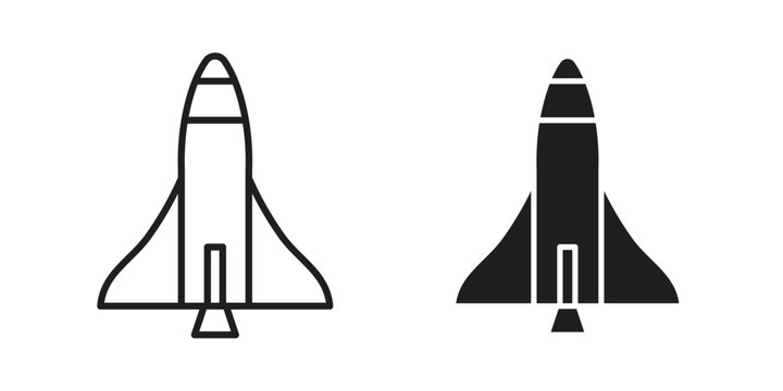 Space shuttle icon linear vector outline, symbol logo design style