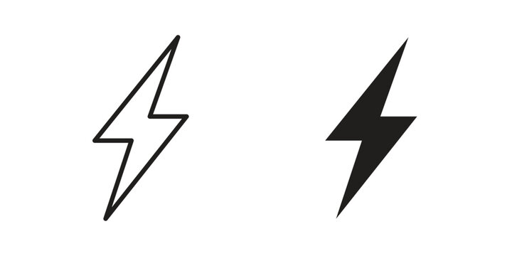 thunderbolt icon linear vector outline, symbol logo design style