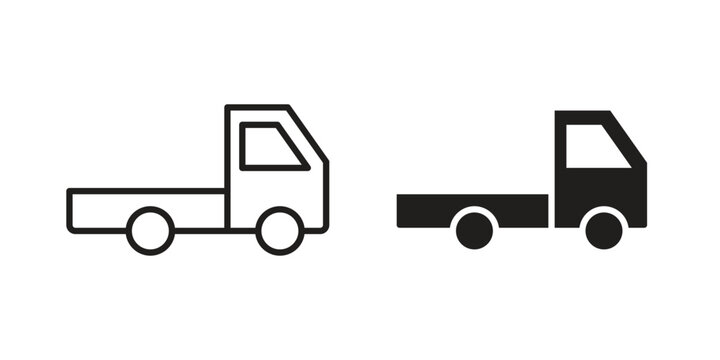 Truck container empty icon linear vector outline, symbol logo design style
