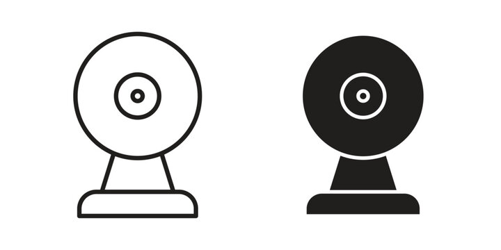 Webcam icon linear vector outline, symbol logo design style