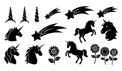 Fototapeta premium Hand-drawn magical silhouettes vector collection for kids
