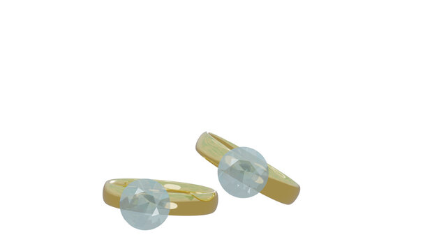 Two dimond rings falling on transparent background	