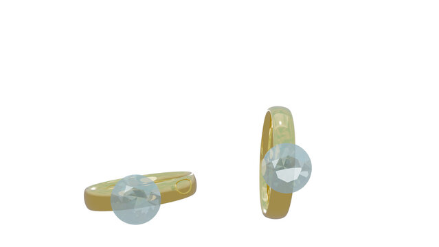 Two dimond rings falling on transparent background	