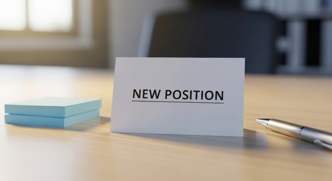 New Position Card on Desk, Job Offer Concept for Corporate Recruitment