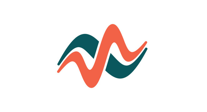 Abstract Wavy Lines in Orange and Teal