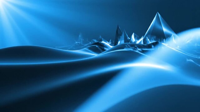 Abstract Blue Light Waves Background.