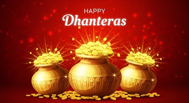 beautiful happy dhanteras festival greeting wishes card design