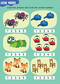 how many, counting worksheet for pre-k