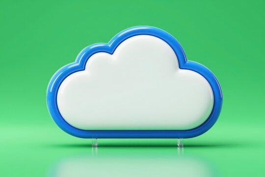 Blue Cloud Icon with White Center on Green Background