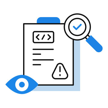 Code Error Validation Icon. Error, Validation, Code Symbol. Illustration for Debugging Concept.