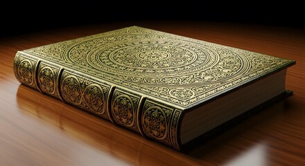 Fototapeta premium Antique book celebrating happy muharram day 1445 1450 islamic new year