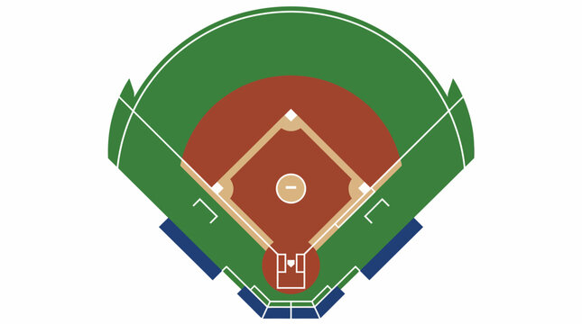 Overhead View of a Baseball Field with Detailed Layout.