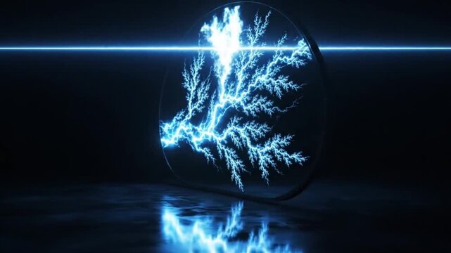 Clean Holographic Lightning Branch Scan Rotate Animation
