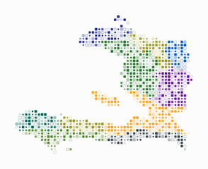 Fototapeta premium Haiti, shape of the country build of colored cells. Digital style map of the Haiti on white background. Small size rounded square blocks. Modern vector illustration.