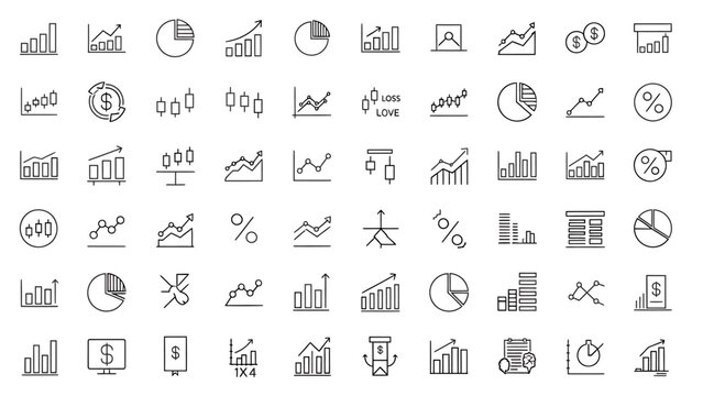 Collection of hand drawn financial and business charts graphs and diagrams for data analysis its only illustration
