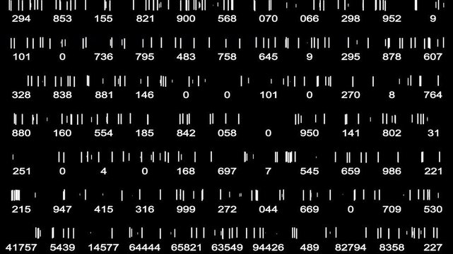Digital Data Stream with Numbers and Lines on Black Background Representing Information Flow. barcodes
