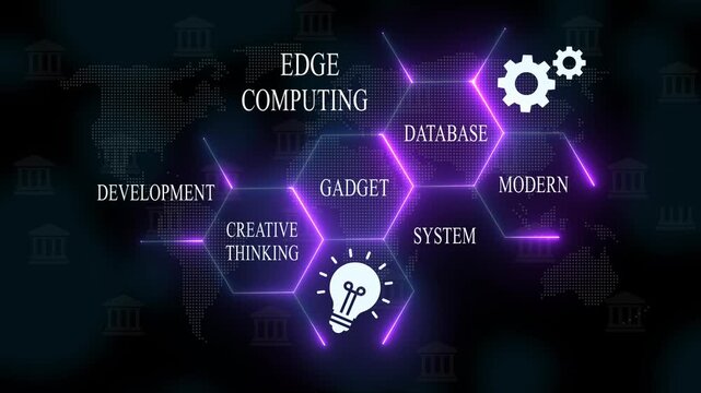 Edge computing network visualization with digital brain circuitry animation edge computing animation