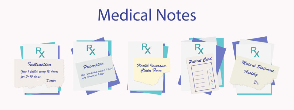 Doctor prescription rx, medical instructions. A patient record with a short reminder. Handwritten text on a scrap of paper, doctor's instructions, treatment recommendations, dosage notes for patient.