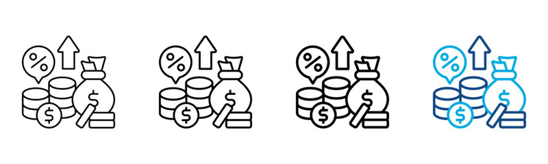Fototapeta premium Interest Rate Icon Different Style Outline Collection Set Vector Illustration