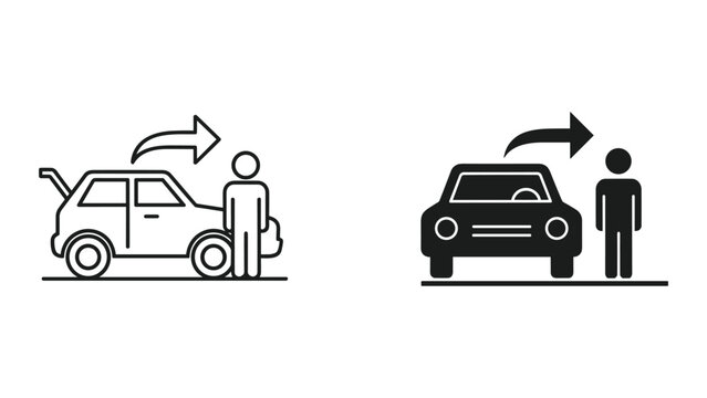 A diagram showing the difference between parallel and perpendicular parking techniques with simple illustrations