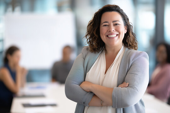 Business woman female team leader professional manager ceo entrepreneur lawyer diverse bright smiling resilient inspiring senior classy confident startup meeting modern office workspace teamwork