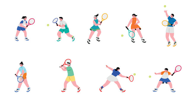 テニス選手のイラストセット
