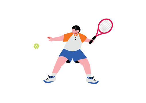 テニスラケットでボールを打つ男性のイラスト