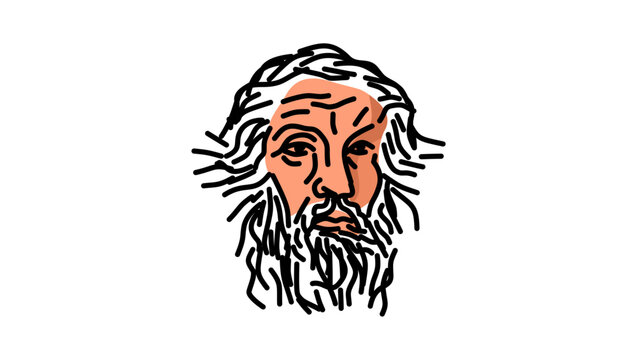 Platon portrait, flat vector illustration