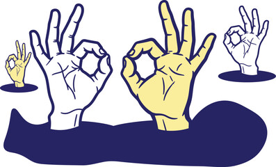 Fototapeta premium Multiple hands displaying the 'ok' sign and other gestures