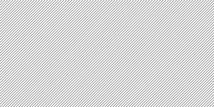 Thin slash line seamless pattern. Repeated fine diagonal lines background. Pinstripe wallpaper. Black and white tilted slanted strip backdrop. Repeating oblique linear texture.