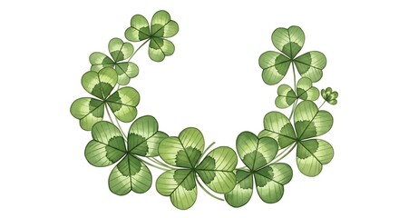Fototapeta premium Green Four Leaf Clovers Illustration Isolated on White Background for St Patricks Day Design