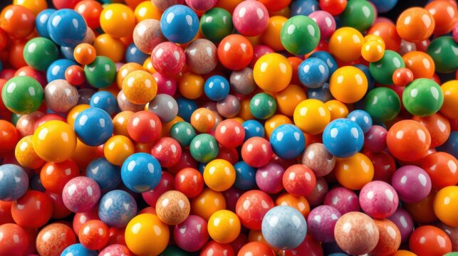 Colorful gumballs fill frame. Bright hues create vibrant, playful texture. Numerous spheres present varied shades, patterns.