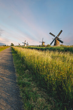 Kinderdijk in the Netherlands (Holland) famous UNESCO World Heritage, Windmills built between 1738 and 1740