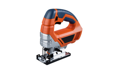Naklejka premium Isolated powerful electric jigsaw tool used for cutting wood and various materials
