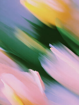 Abstract pastel flower motion blur background &ndash; soft pink and green floral texture for branding and social media