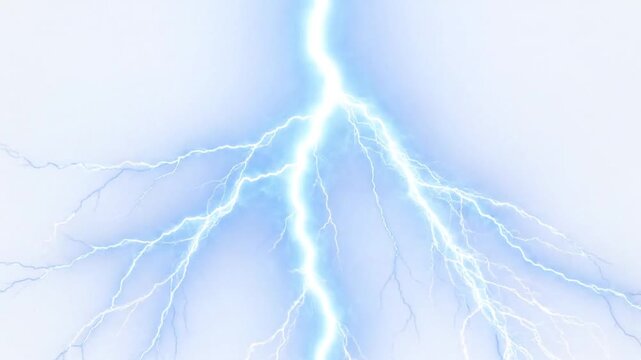 Electric blue lightning strike animation on white background