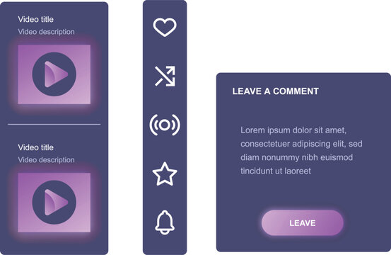 Retro-style video player interface with comment section and action buttons